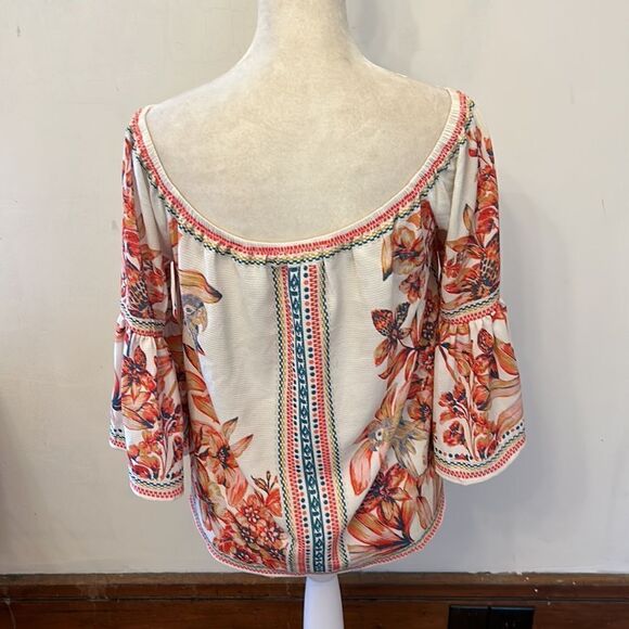 Jealous Tomato cream floral off the shoulder blouse Size S EUC - Picture 5 of 8